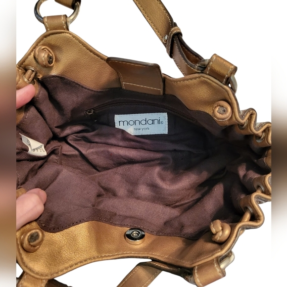 Mondani Elegant Brown Metallic Copper/Brown Leather Handbag, NWOT - Picture 3 of 3